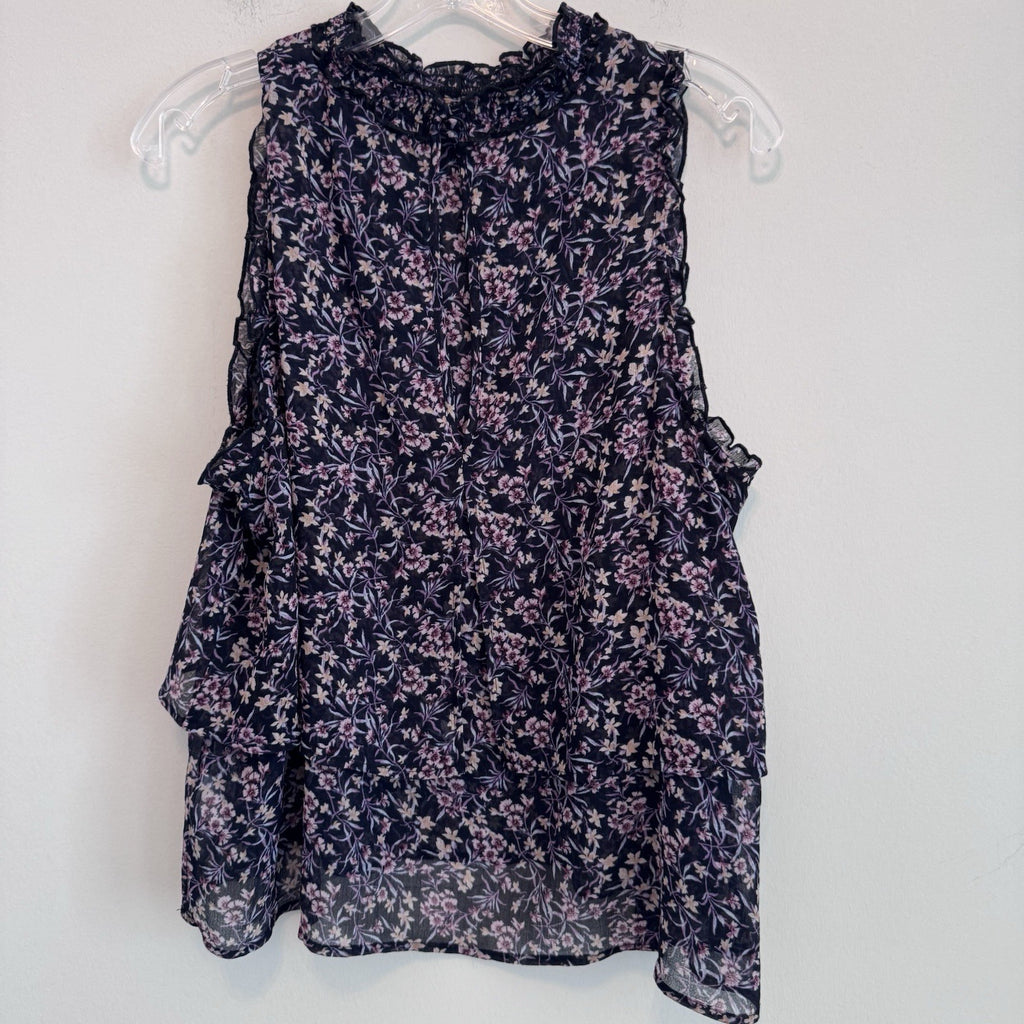 AE American Eagle Floral Ruffle Sleeveless Blouse Top Women XL Boho