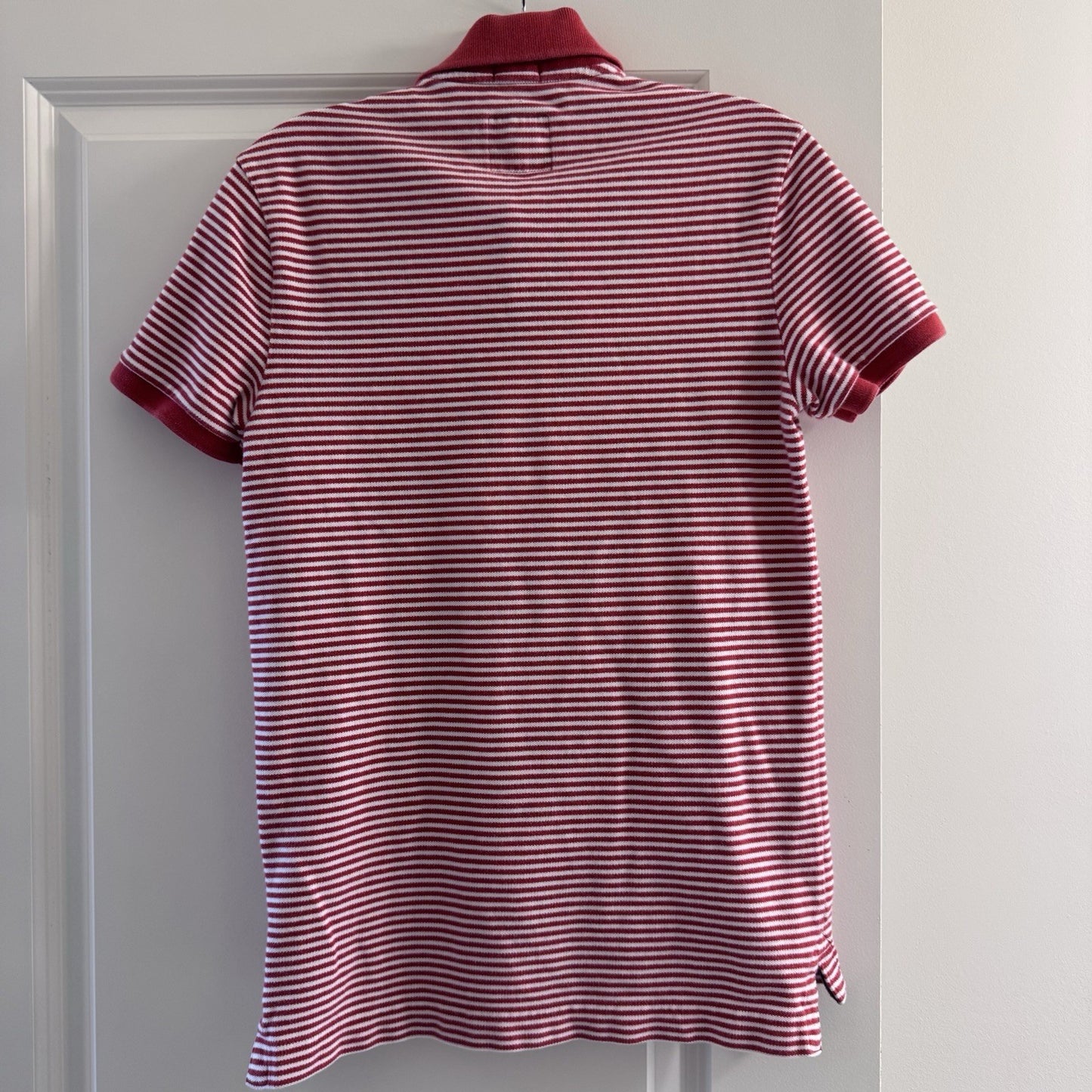 Abercrombie & Fitch Polo Shirt XS Muscle Fit Red White Stripe Moose Logo