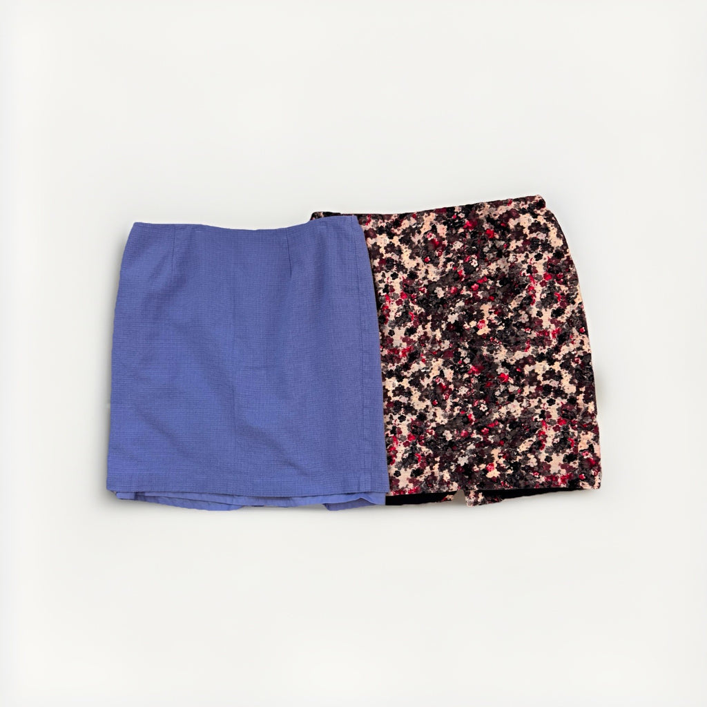 Talbots Women’s Skirt Lot 18W Blue Career Floral Textured Lined 2pc