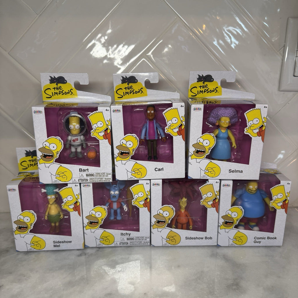 The Simpsons Jakks Pacific 7 Figure Lot Bart Carl Selma Itchy Sideshow Bob Mel
