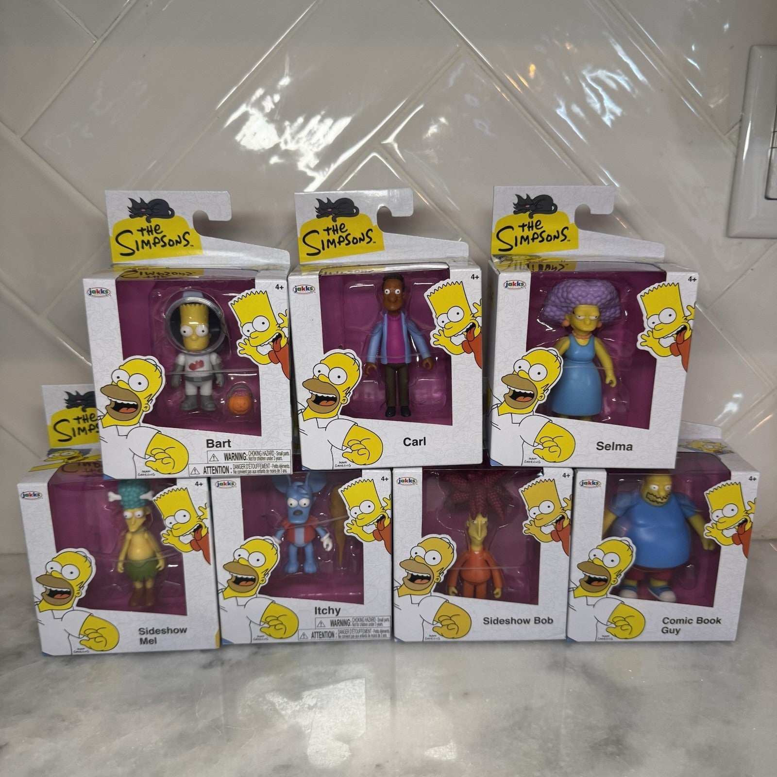 The Simpsons Jakks Pacific 7 Figure Lot Bart Carl Selma Itchy Sideshow Bob Mel