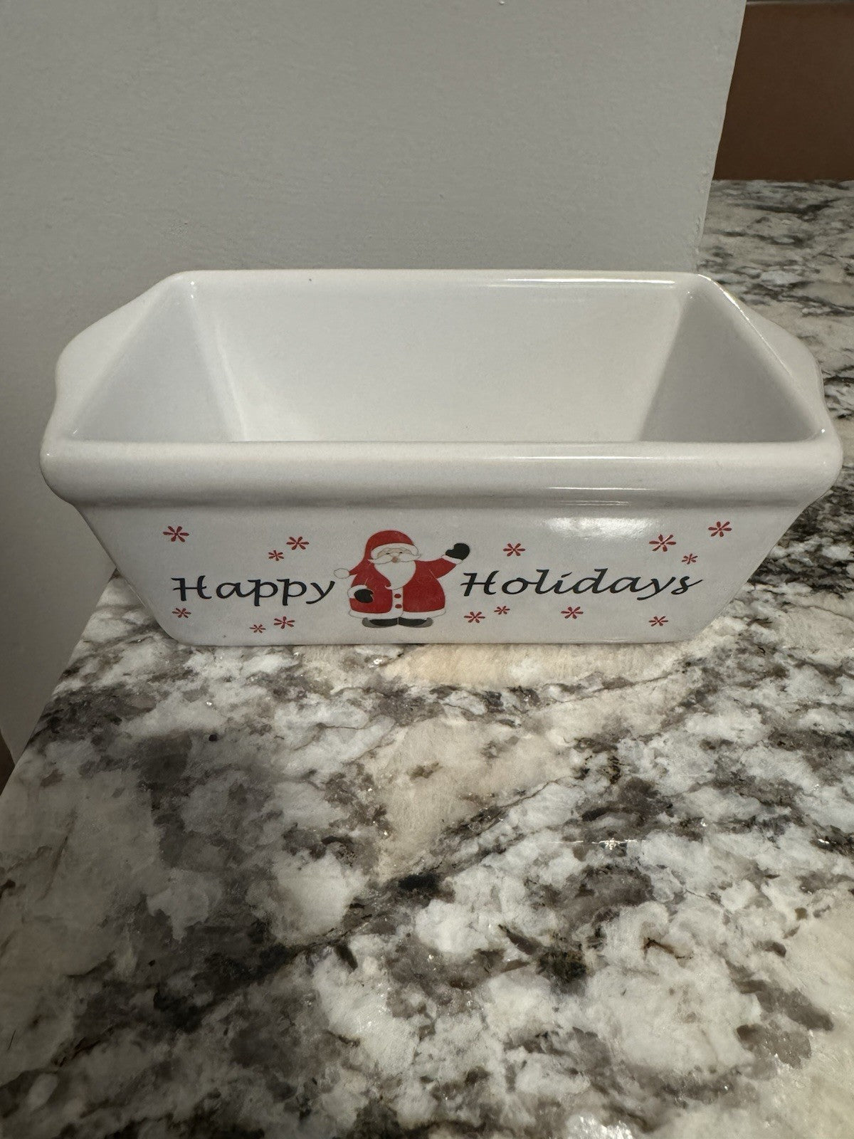 Michael’s Stoneware Christmas White Ceramic Happy Holidays Mini Loaf Pan