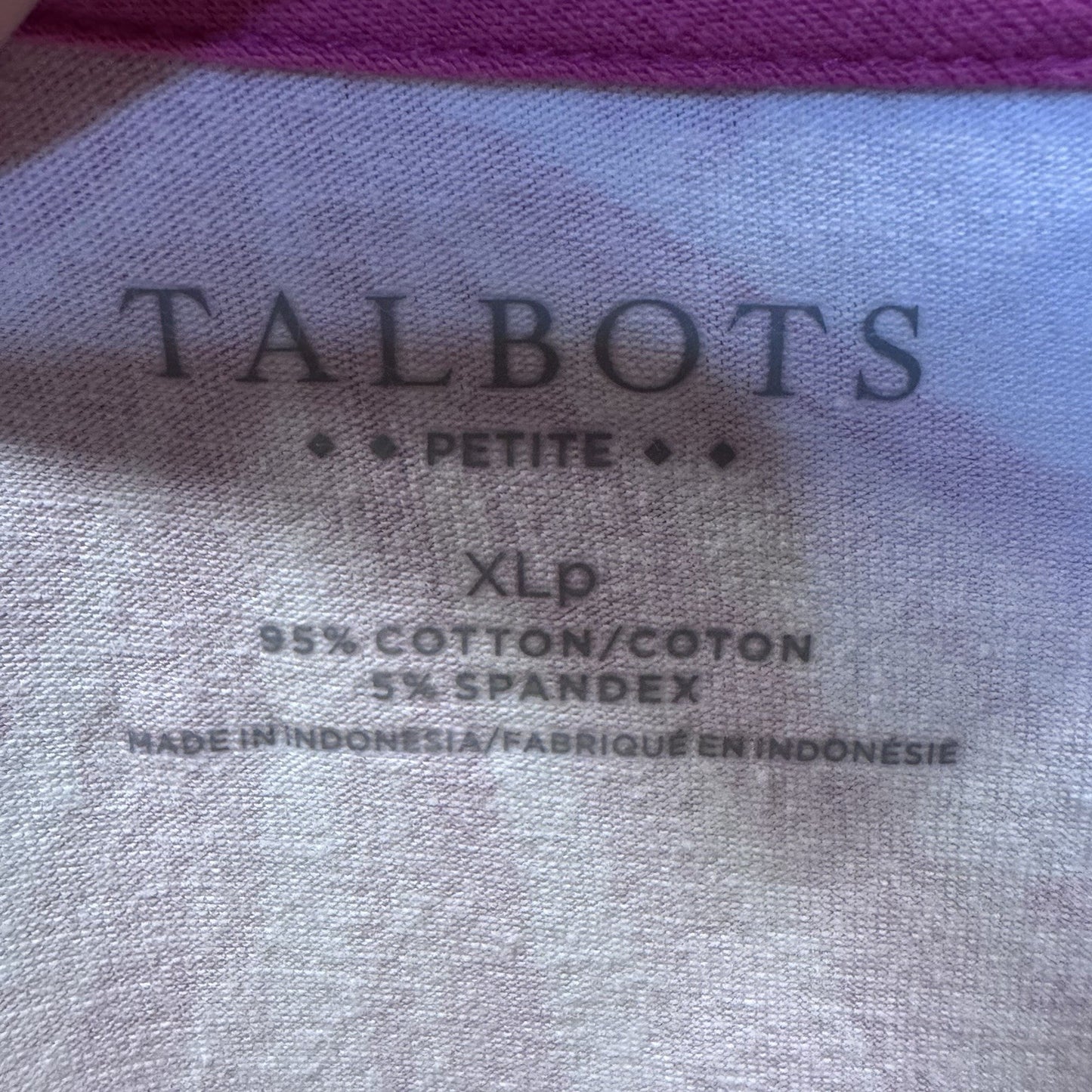 Talbots Petite XL Pink Burst Print 3/4 Sleeve Tee Shirt Cotton Spandex Blend