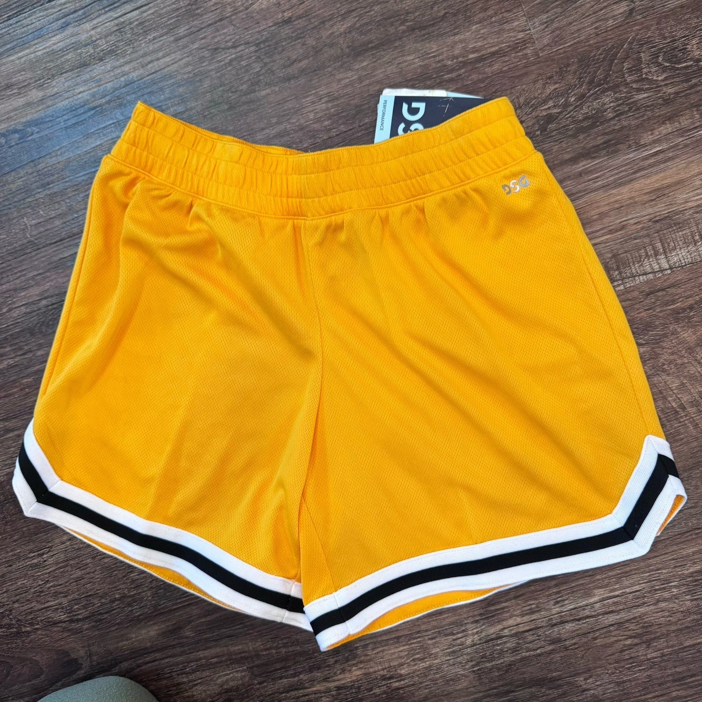 DSG Girls Mesh Shorts Size S Gold Black University Gold NWT Mid Rise MSRP $20