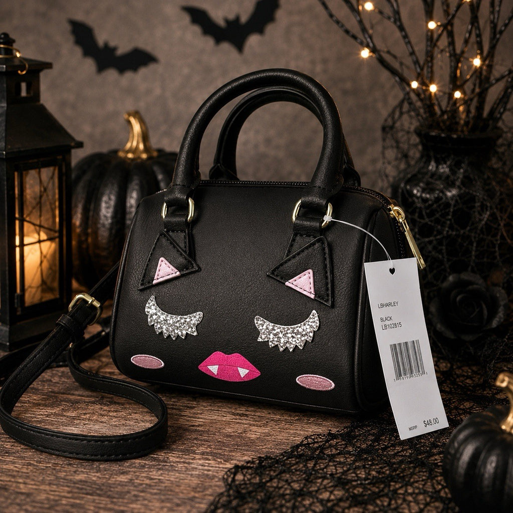 Luv Betsey Vampire Face Mini Satchel Crossbody Bag Black Halloween NWT Cute