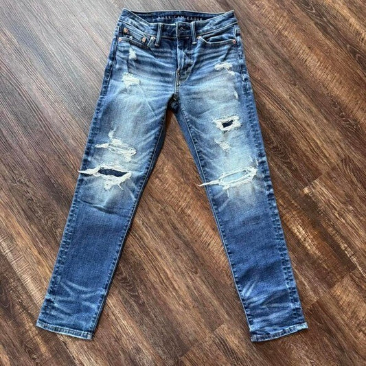 American Eagle Airflex Slim Distressed Men's 26x28 Medium Wash Jeans