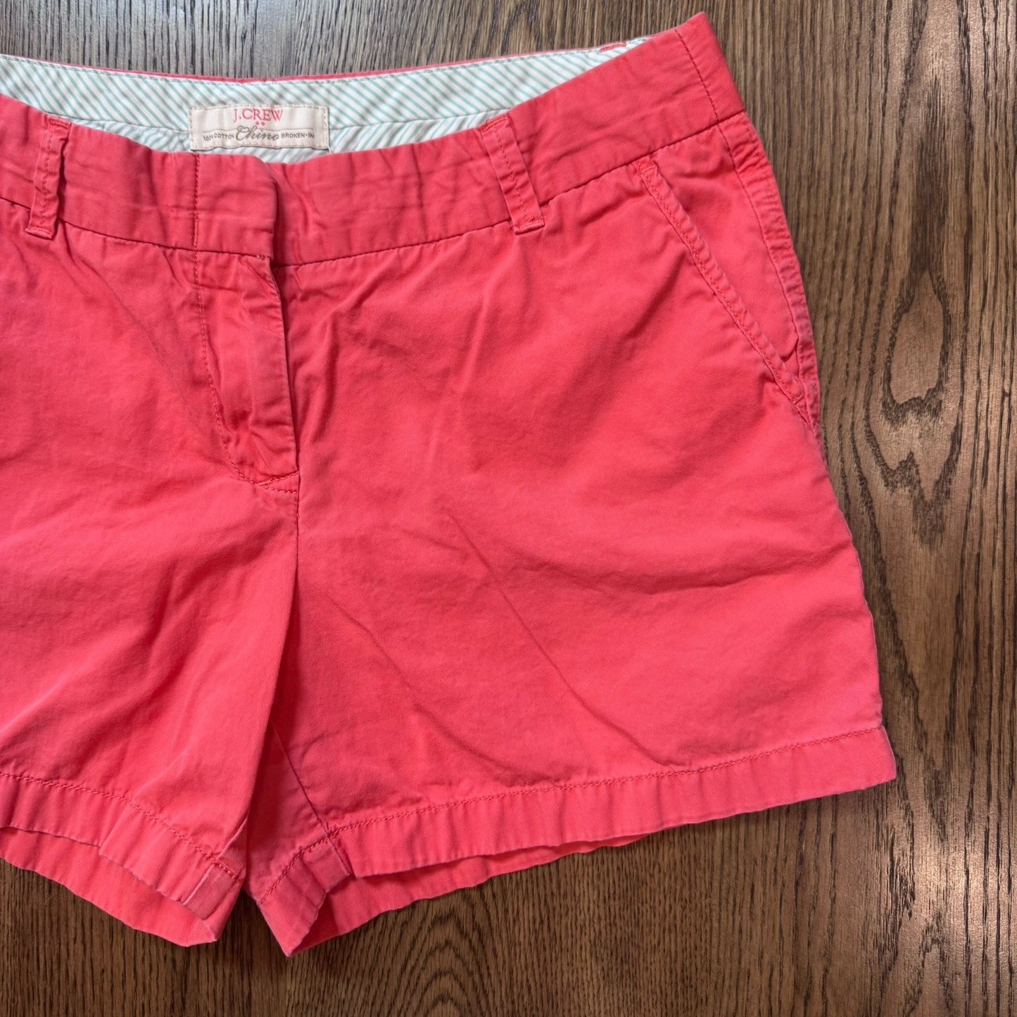 J.Crew Women’s Size 4 Chino Shorts Red Coral 100% Cotton Broken-In Summer Casual