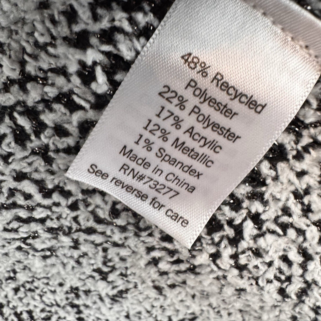 NWT Nine West Women's Large Black White Plaid Cardigan Metallic Knit AS-IS