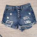 KanCan Distressed Denim Shorts Women’s Small Button Fly Raw Hem Festival
