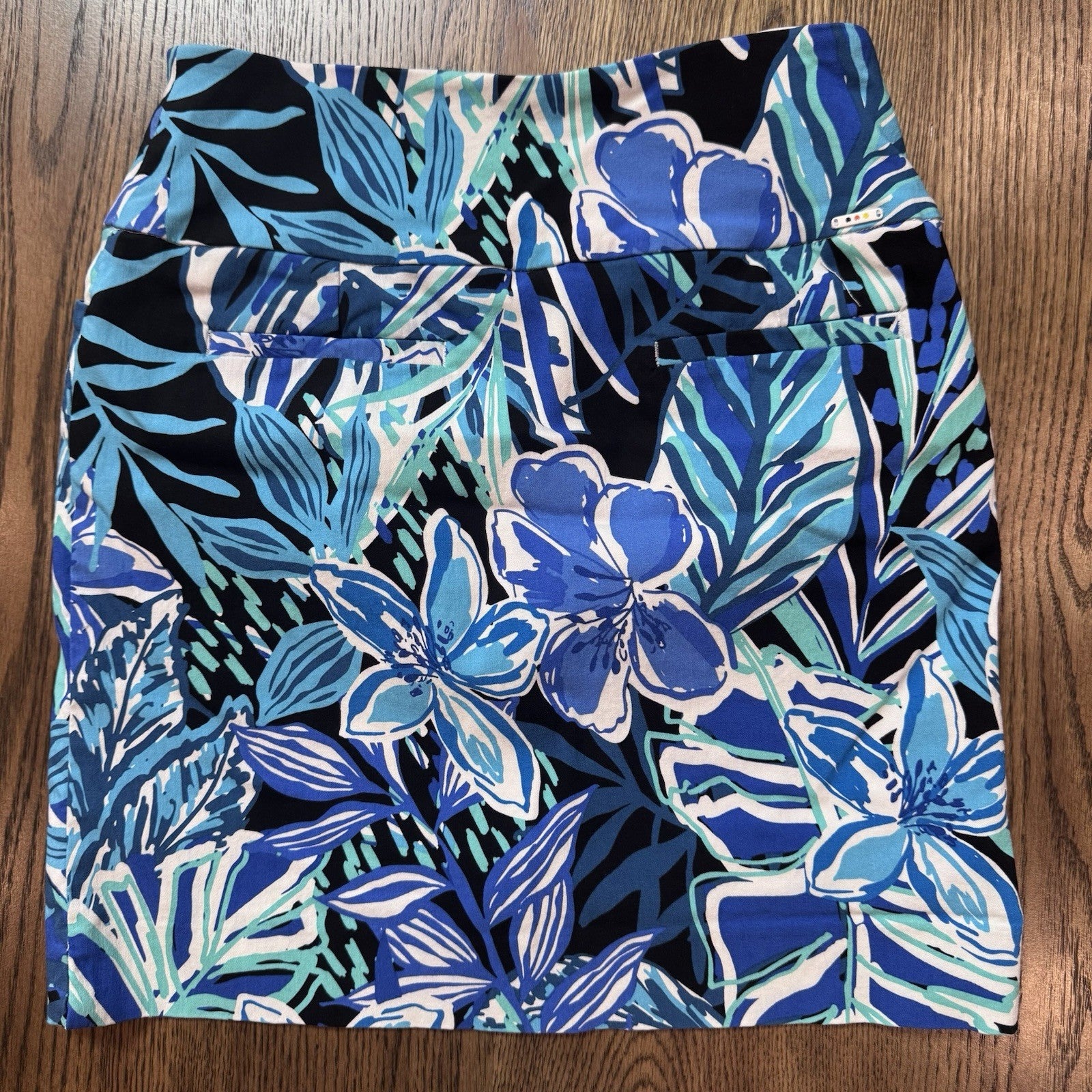 Swing Control Tropical Floral Golf Skort Size 4 Blue Green Stretch Lined