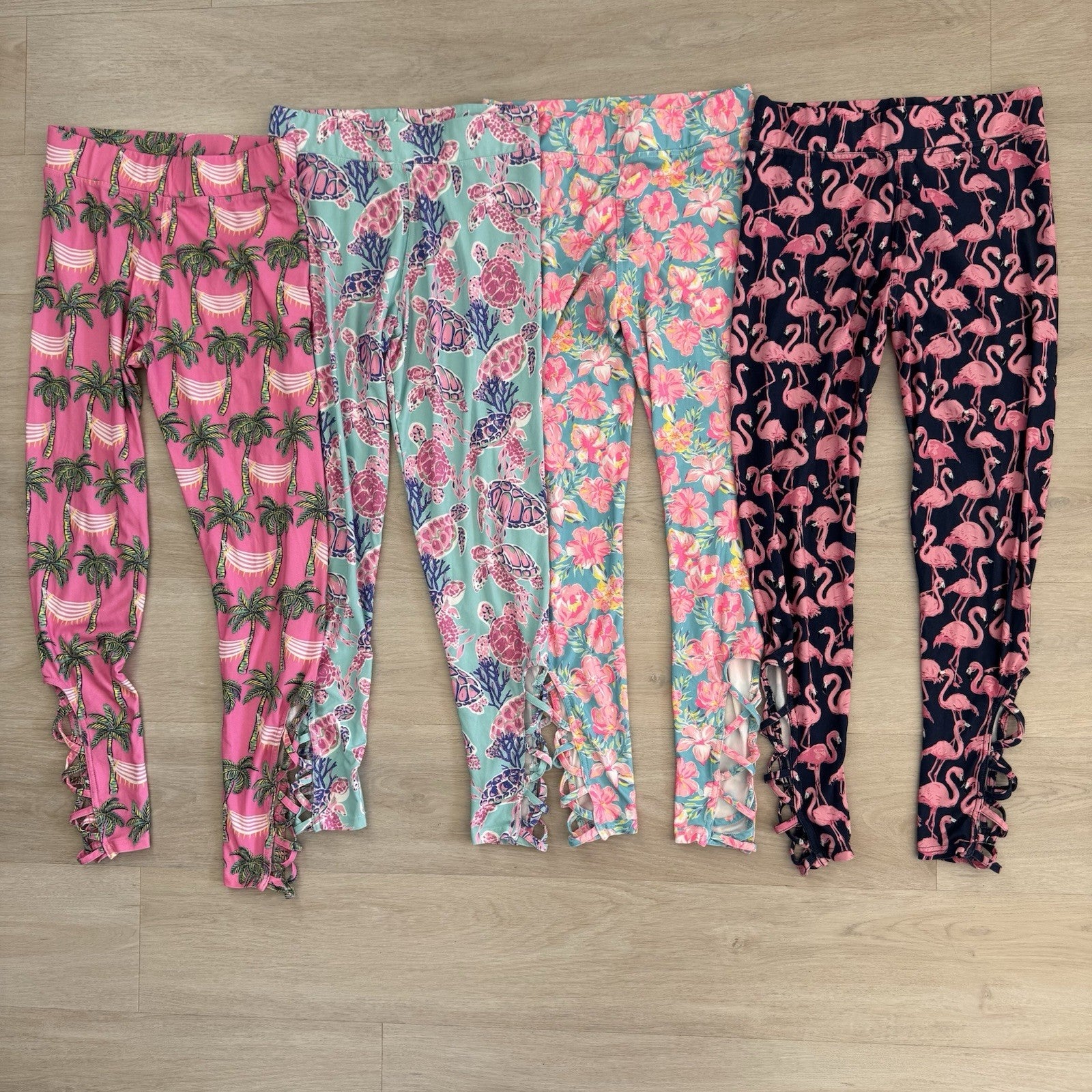 Simply Southern Leggings Lot of 4 XS S M Flamingo Palm Floral Preppy