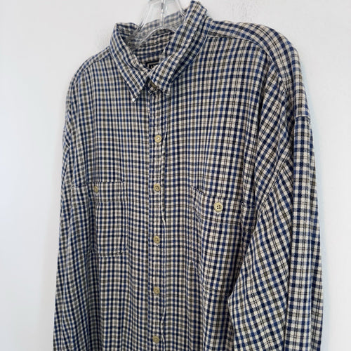 Abercrombie & Fitch XL Plaid Button Up Shirt Blue Beige Cotton Flannel