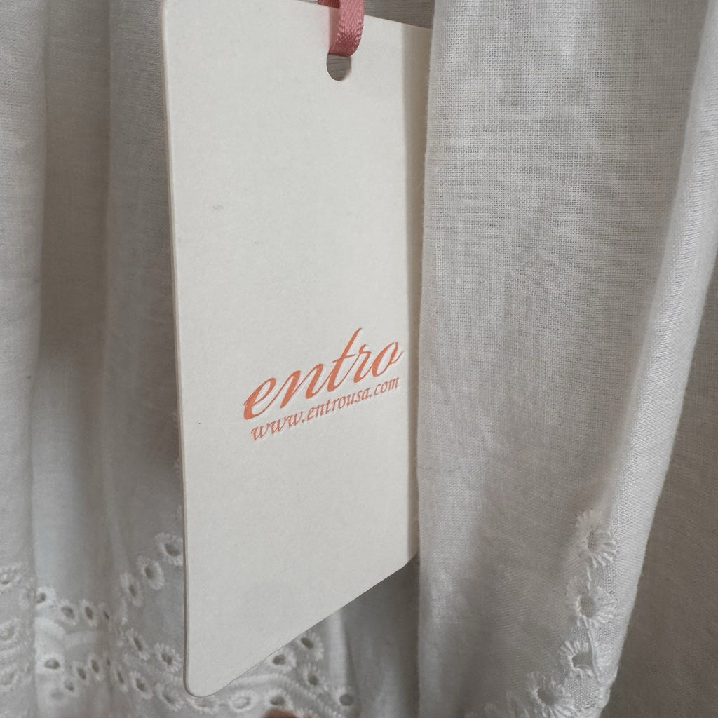 NWT Entro Boutique White Eyelet Lace Cold Shoulder Boho Bell Sleeve Top S Womens