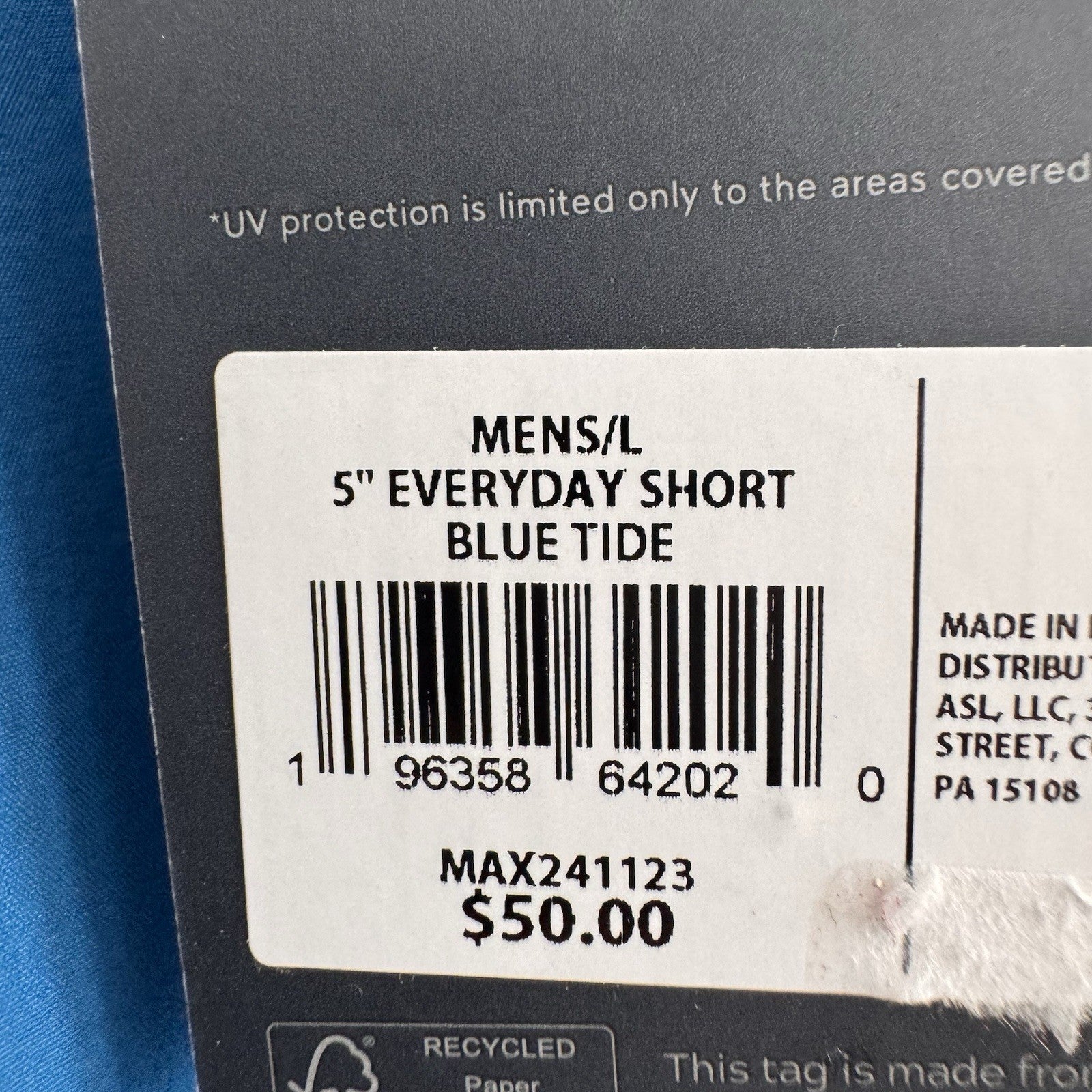 VRST Men's 5" Everyday Short Blue Tide Size Large NWT Relaxed Fit Athletic Gym