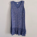 J Jill Blue Floral Sleeveless Midi Dress Petite L Rayon Tiered Boho