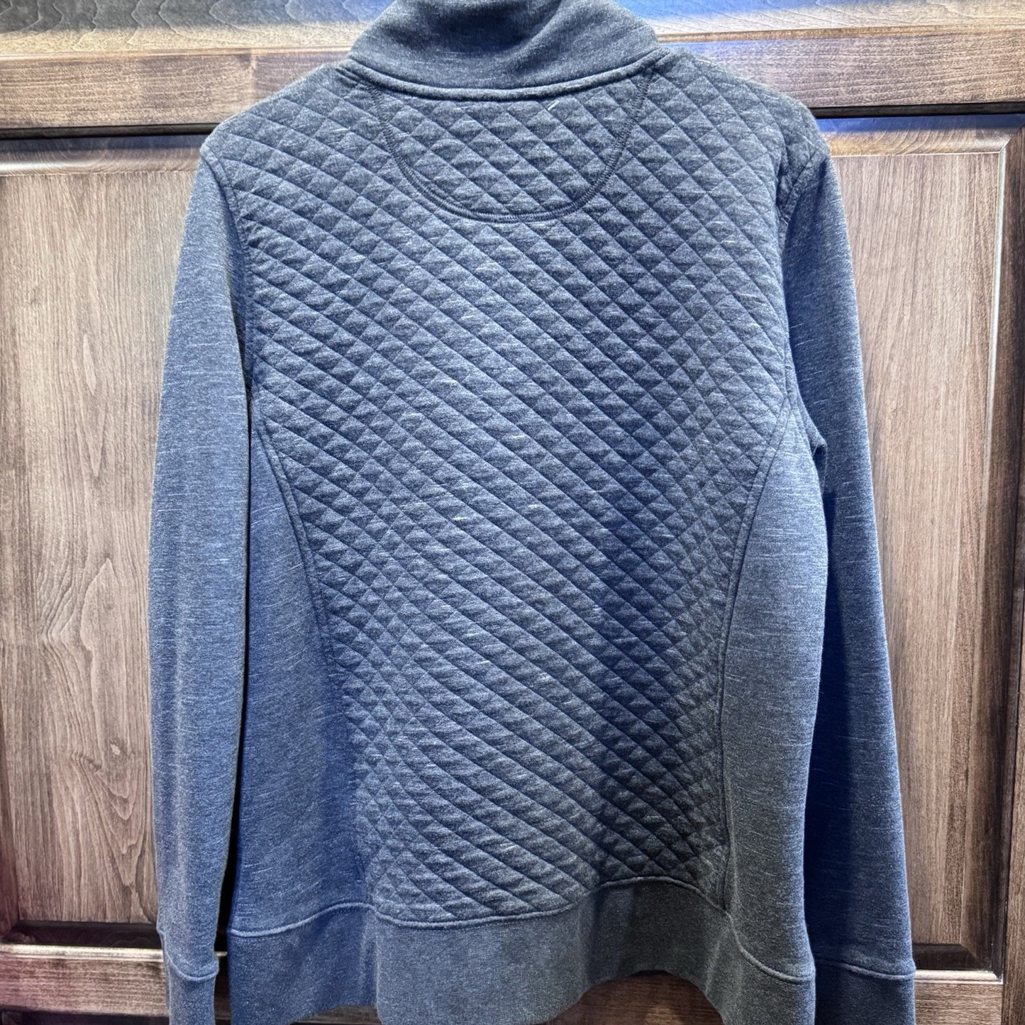 LL Bean Quilted Sweatshirt Full Zip Grey Women’s Cardigan Size Large