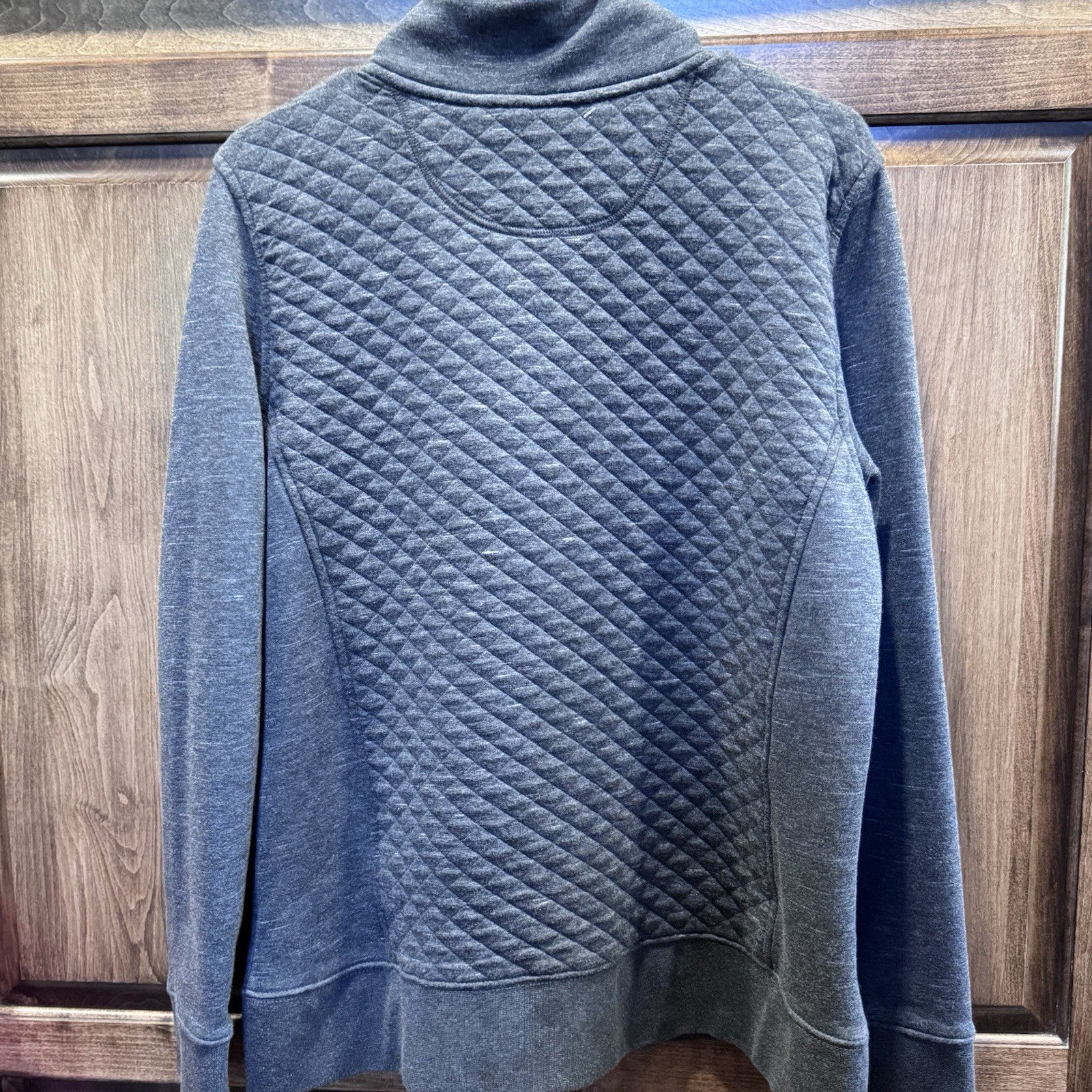 LL Bean Quilted Sweatshirt Full Zip Grey Women’s Cardigan Size Large