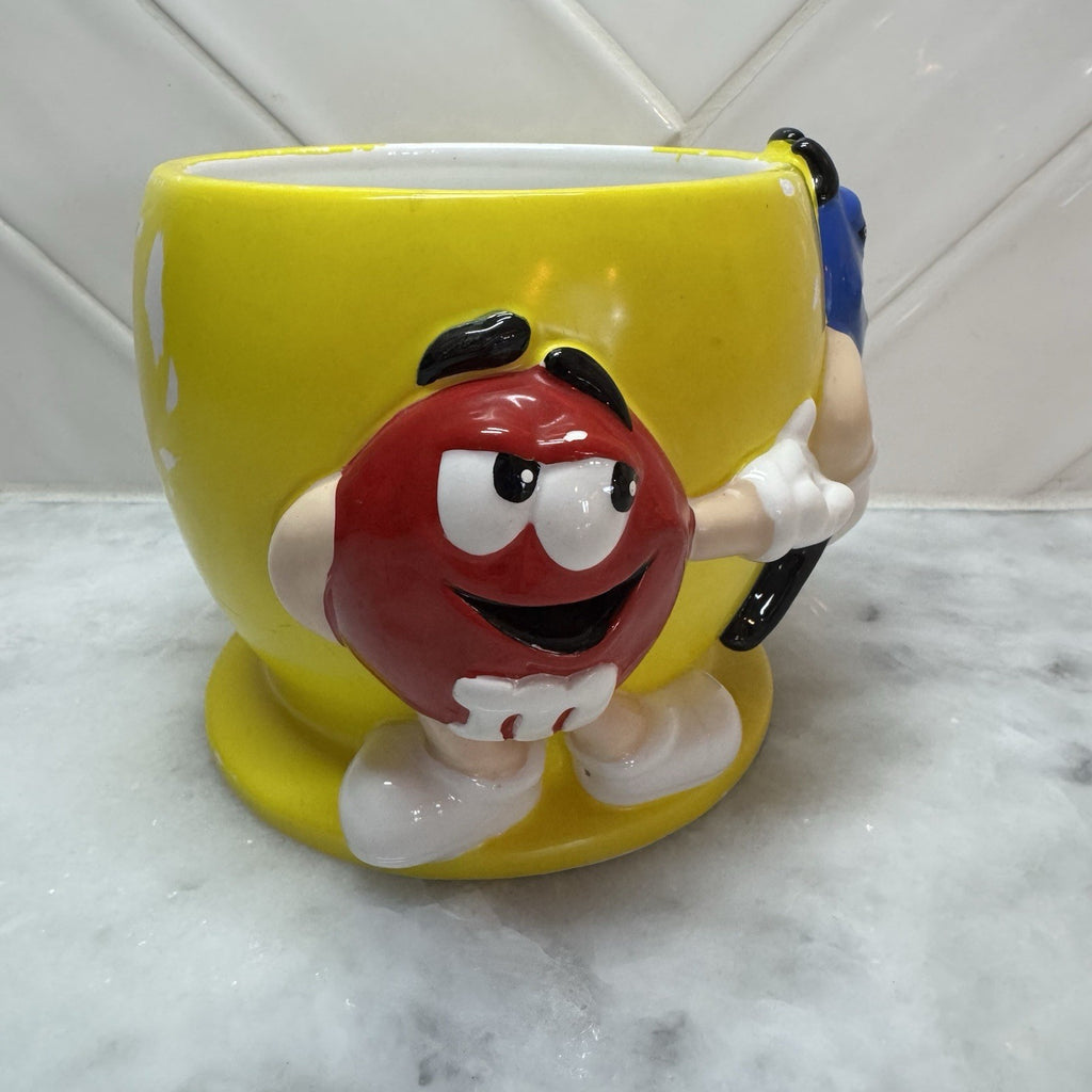 2 Vtg M&M Ceramic Jars Yellow & Red Candy Canister Galerie 3D