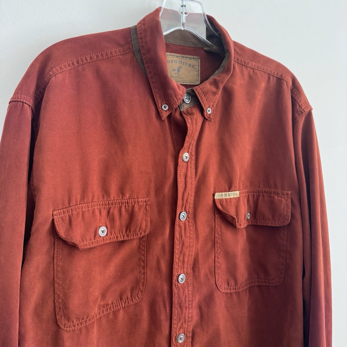 North River Outfitters Shirt Mens M Red Button Down Flannel 100% Cotton