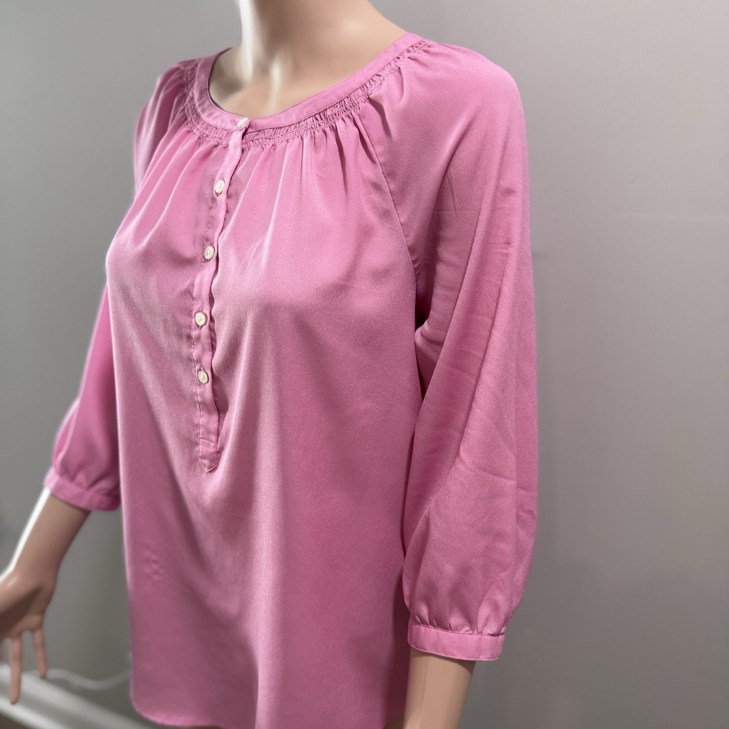 Lauren Ralph Lauren Pink Blouse Women’s Small 3/4 Sleeve Button Front Top