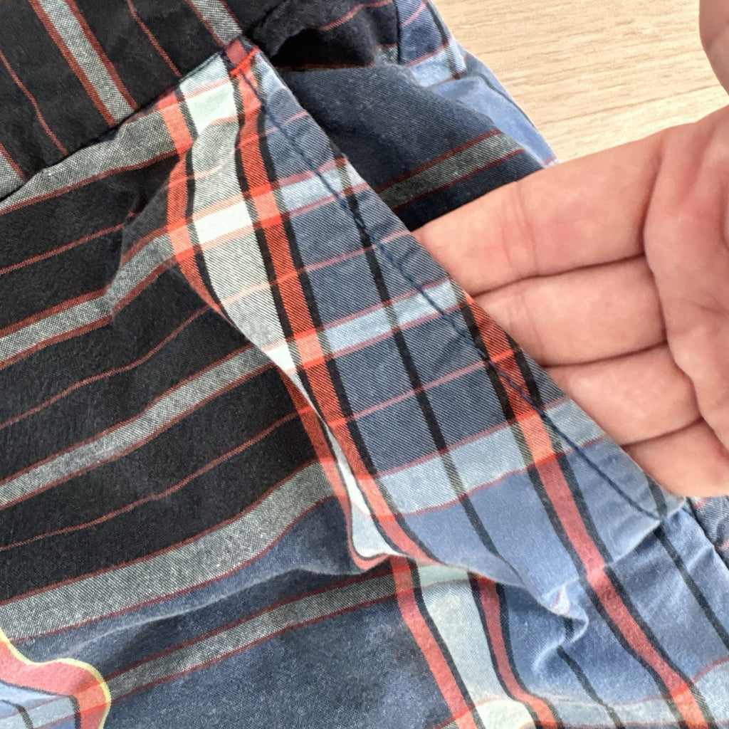 Old Navy Surplus Plaid Shorts Mens 36 Blue Red Cotton Flat Front