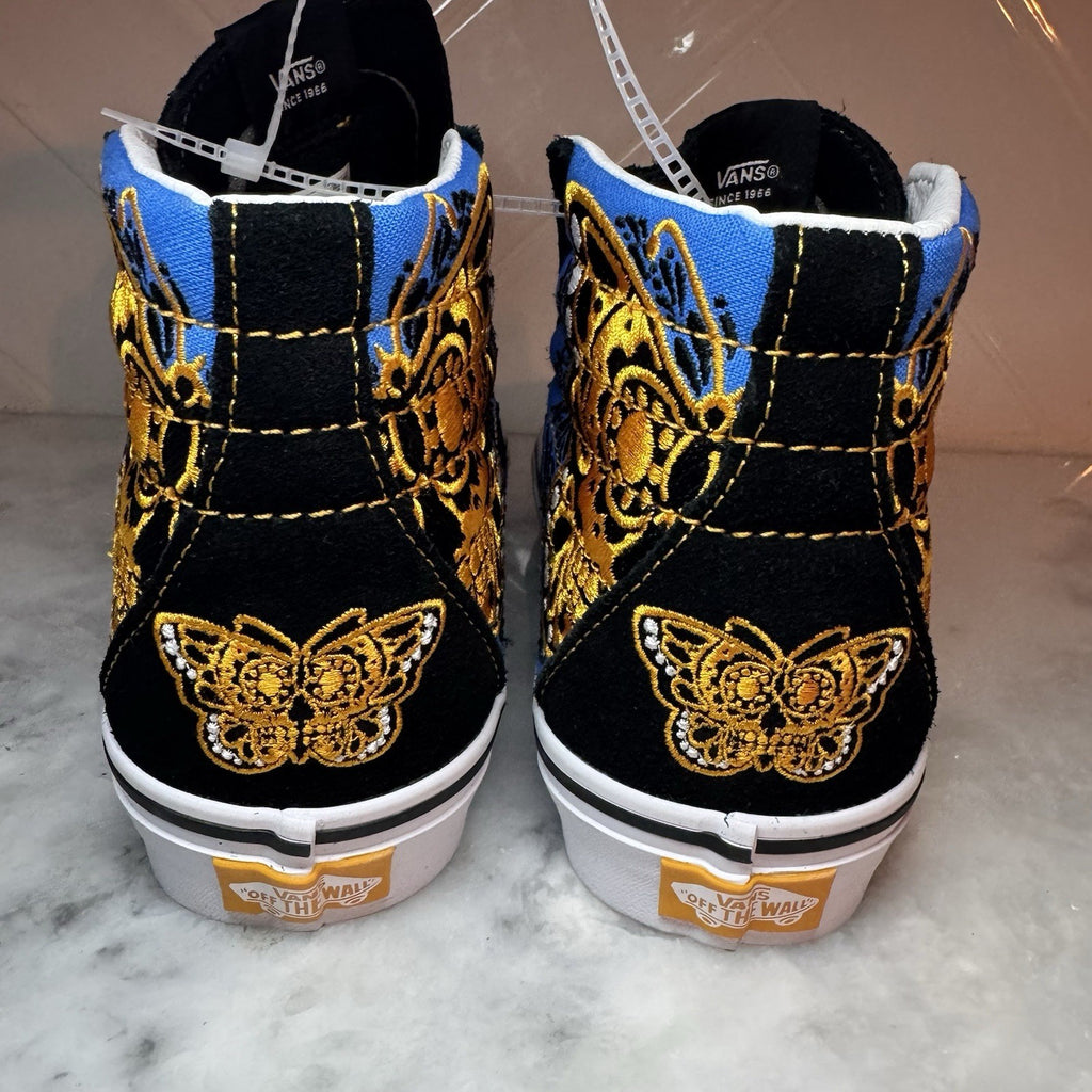 VANS SK8-HI Dia De Muertos Sneaker Black Butterfly Golf Skull Men's Sz 5 W6.5