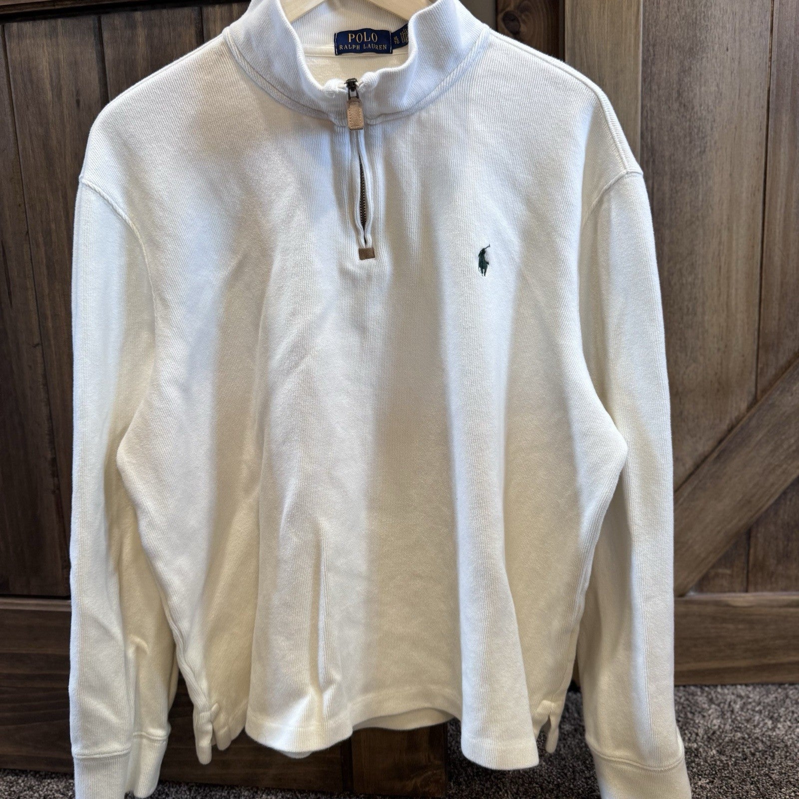 Polo Ralph Lauren Men’s XL White 1/4 Zip Pullover Sweatshirt 100%
