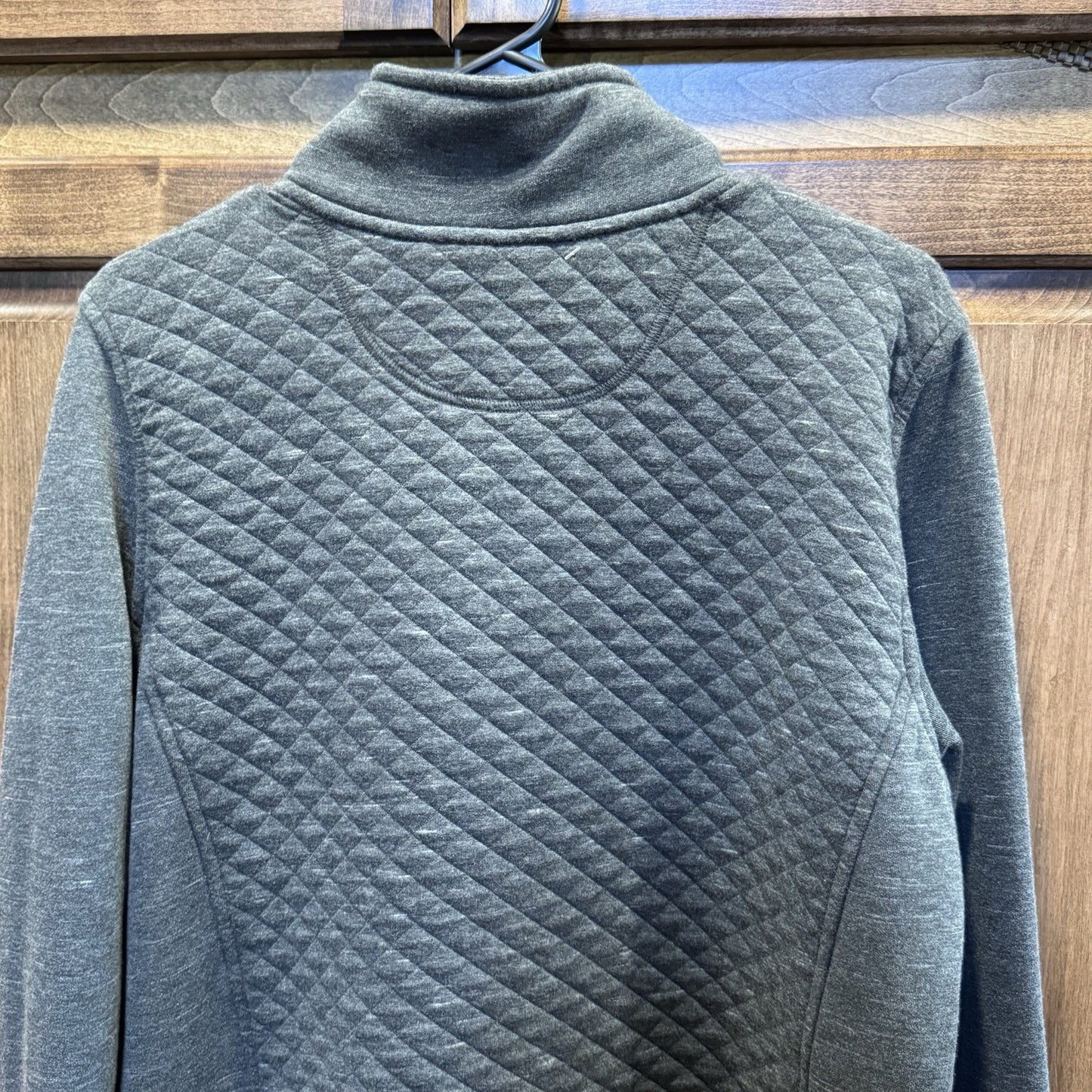 LL Bean Quilted Sweatshirt Full Zip Grey Women’s Cardigan Size Large
