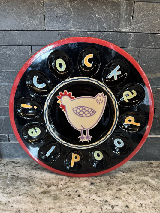 Becky Denny Southern Living at Home Cockadoodle Deviled Egg Plate Dish Platter