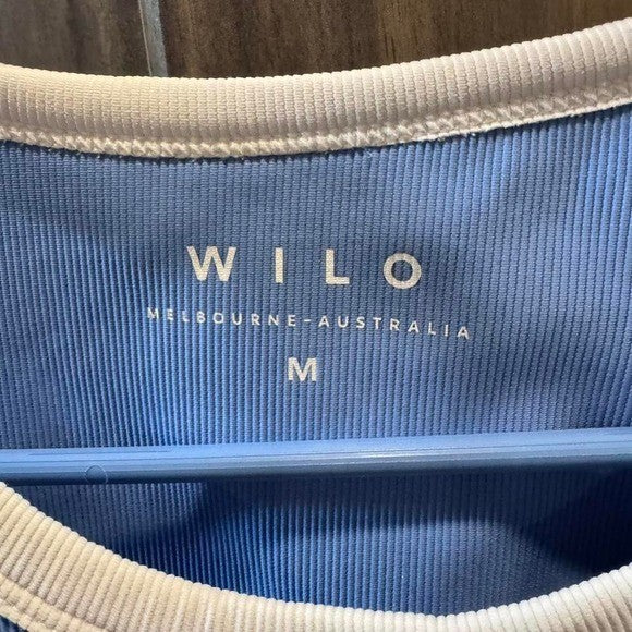 WILO Active Blue Ribbed Sports Bra Top - Size M