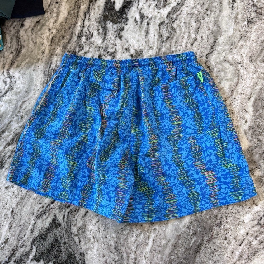 Chubbies Men's Swim Trunks Medium Blue Neon Equalizer Print Quick Dry Shorts Ret