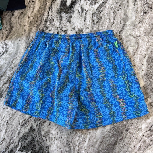 Chubbies Men's Swim Trunks Medium Blue Neon Equalizer Print Quick Dry Shorts Ret