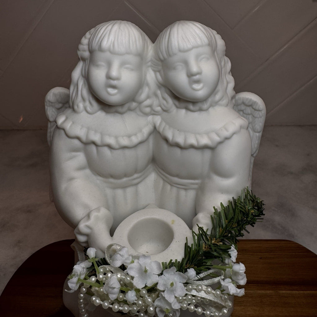 Vintage 1997 Growth Singing Angels Porcelain Votive Candle Holder Figurine