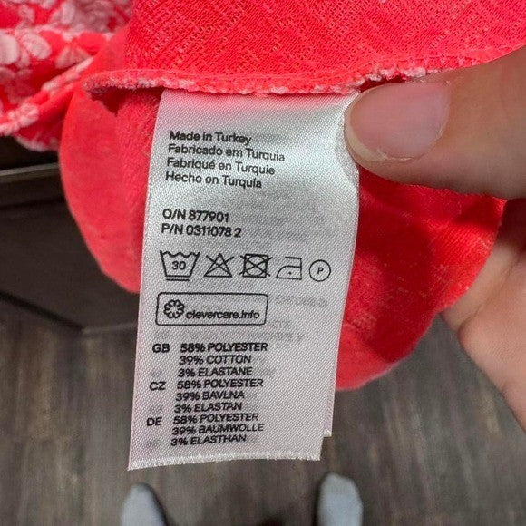 H&M Divided Hot Pink Textured Floral Dress | Size 10