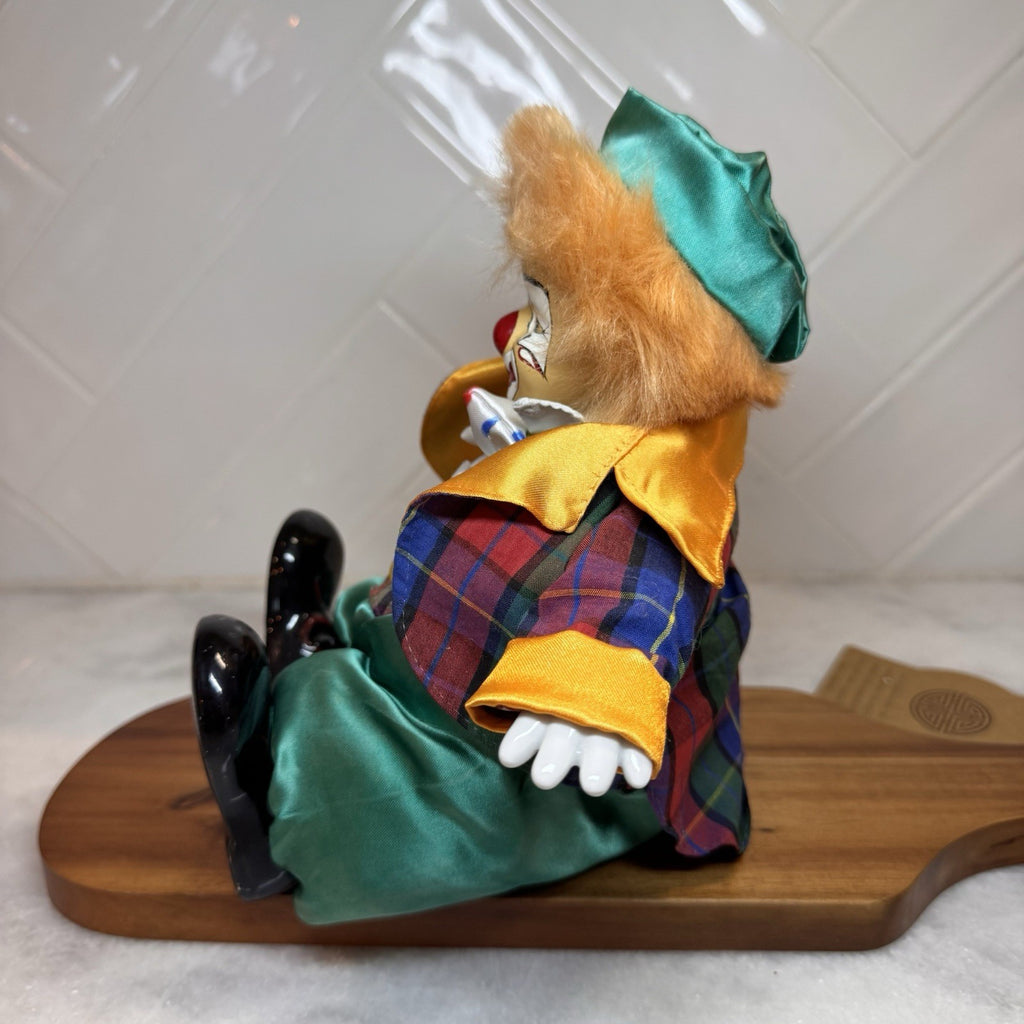 Vintage Porcelain "Shelf Sitter"  Weighted Clown Dolls - Set of 2 - Hand Painted