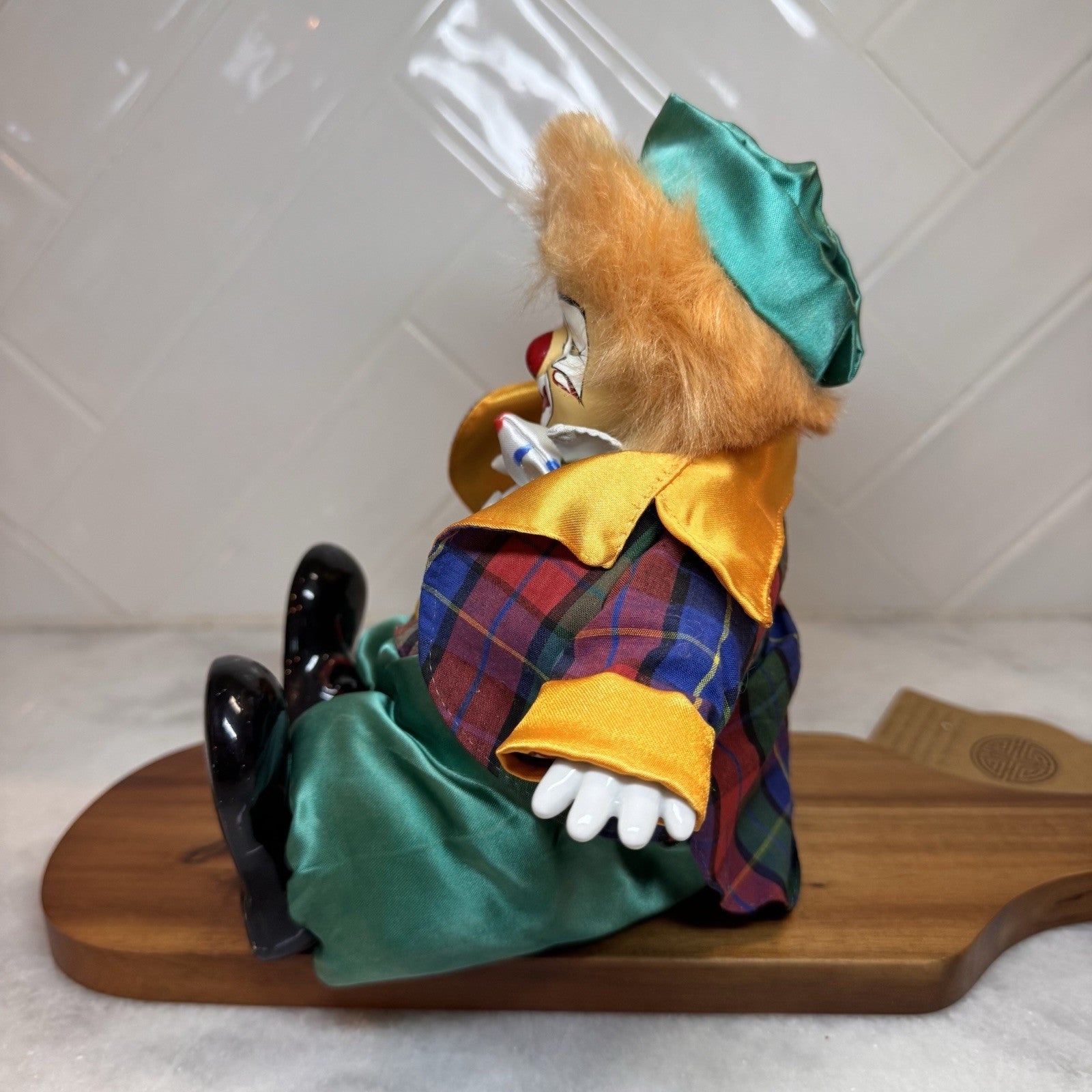 Vintage Porcelain "Shelf Sitter"  Weighted Clown Dolls - Set of 2 - Hand Painted