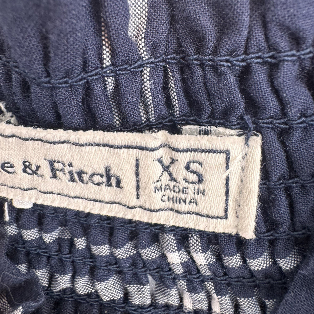 Abercrombie & Fitch Women Dress XS Blue Plaid Mini A-Line Off Shoulder Smocked
