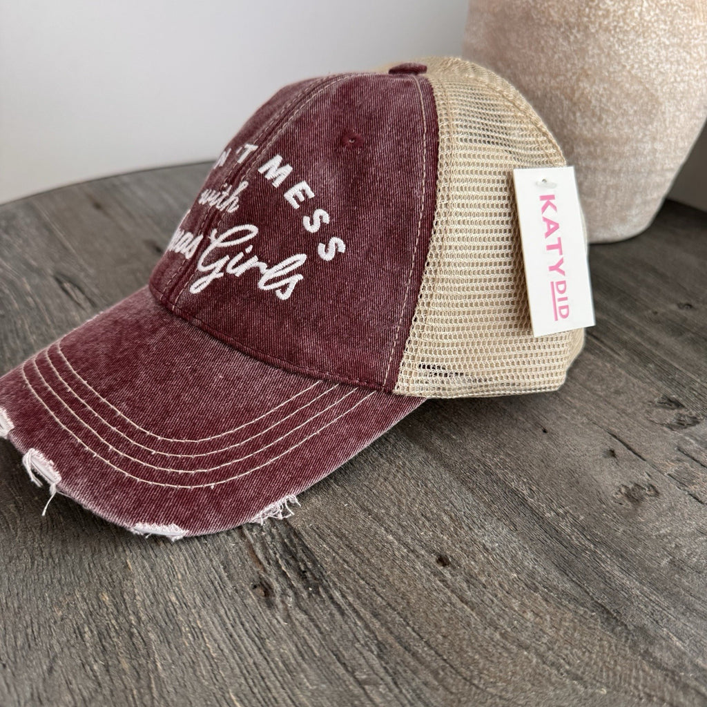 Don’t Mess With Texas Girls Hat KatyDid Trucker Distressed NWT Boutique TX