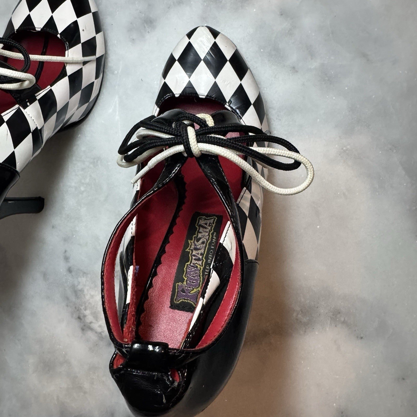 Funtasma Pleaser Harlequin Checkerboard Lace-Up Heels Women’s 9-9.5 Goth