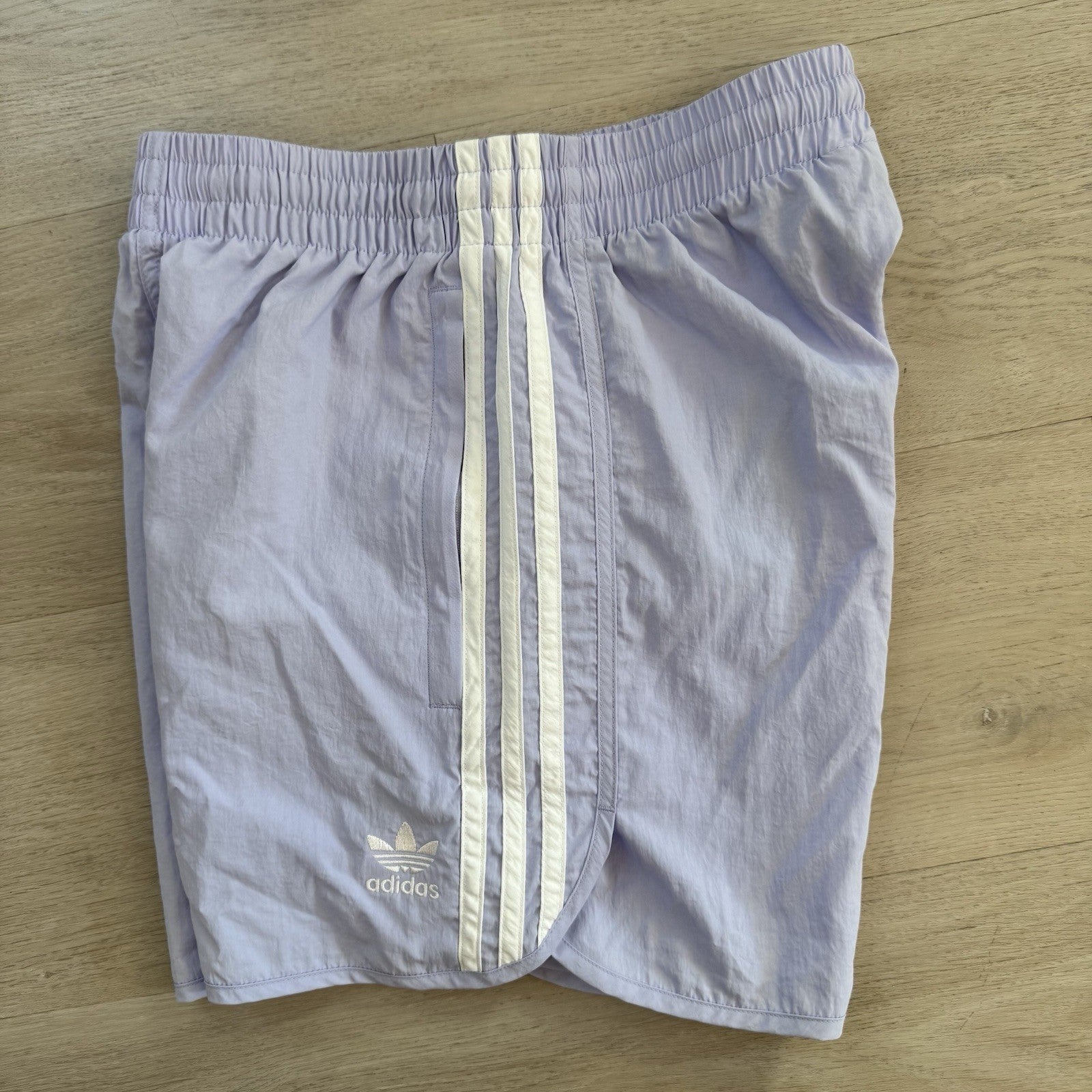 NWT Adidas Originals Sprinter Shorts Violet Tone XS 3 Stripe Zip Pocket