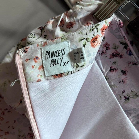 White Princess Polly floral mini skirt size 8
