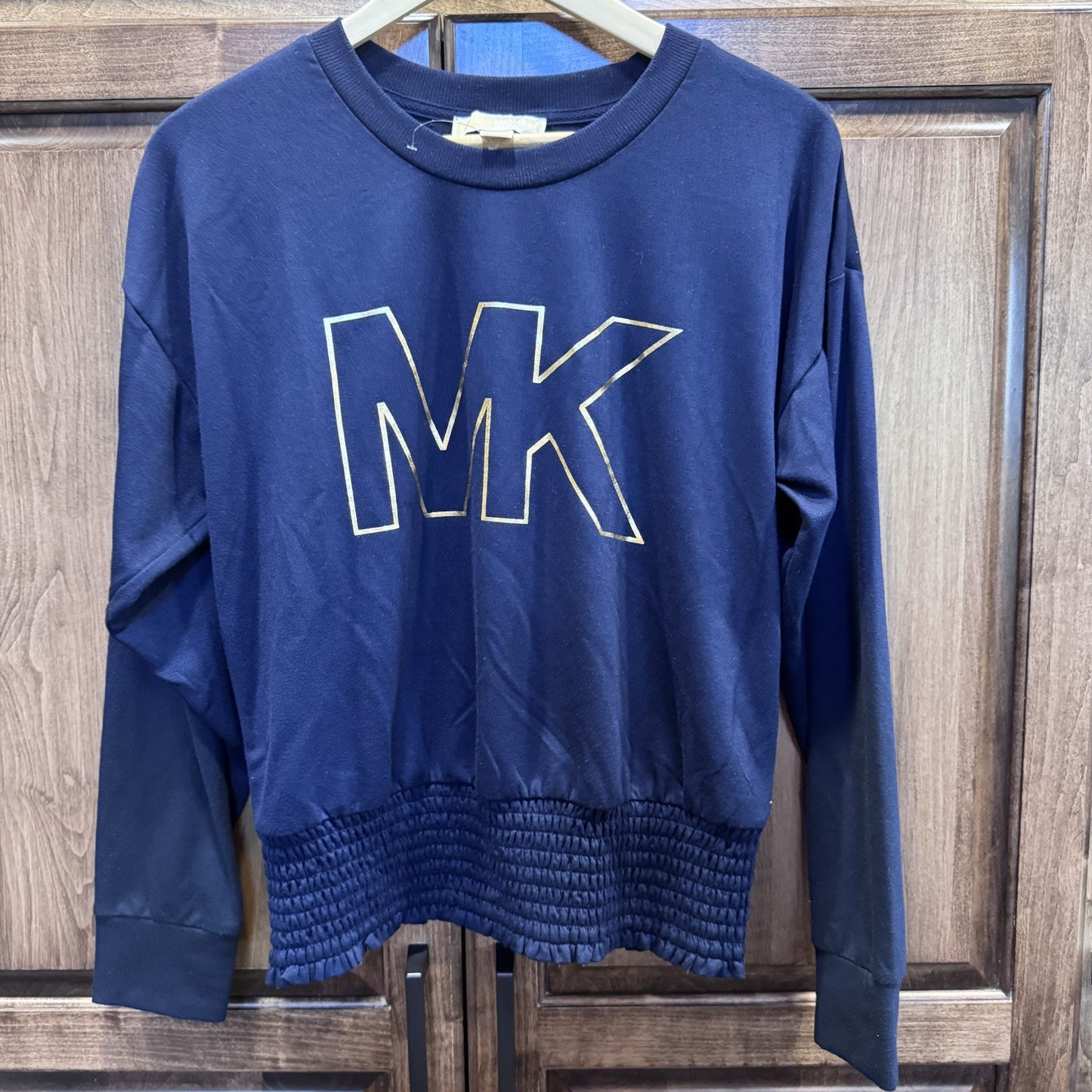 Michael Kors MK Navy Blue Pullover Sweatshirt Women’s Size M Logo