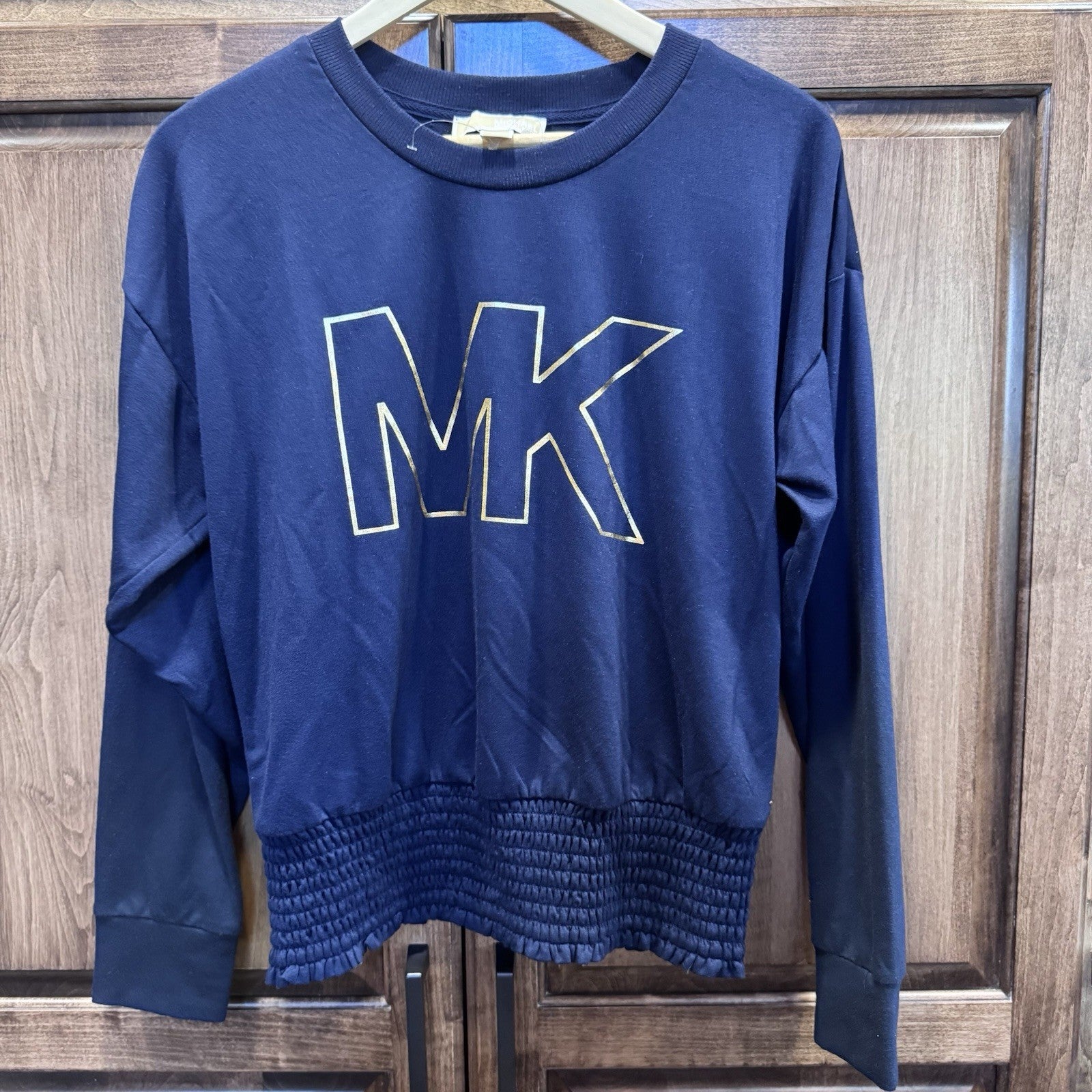 Michael Kors MK Navy Blue Pullover Sweatshirt Women’s Size M Logo