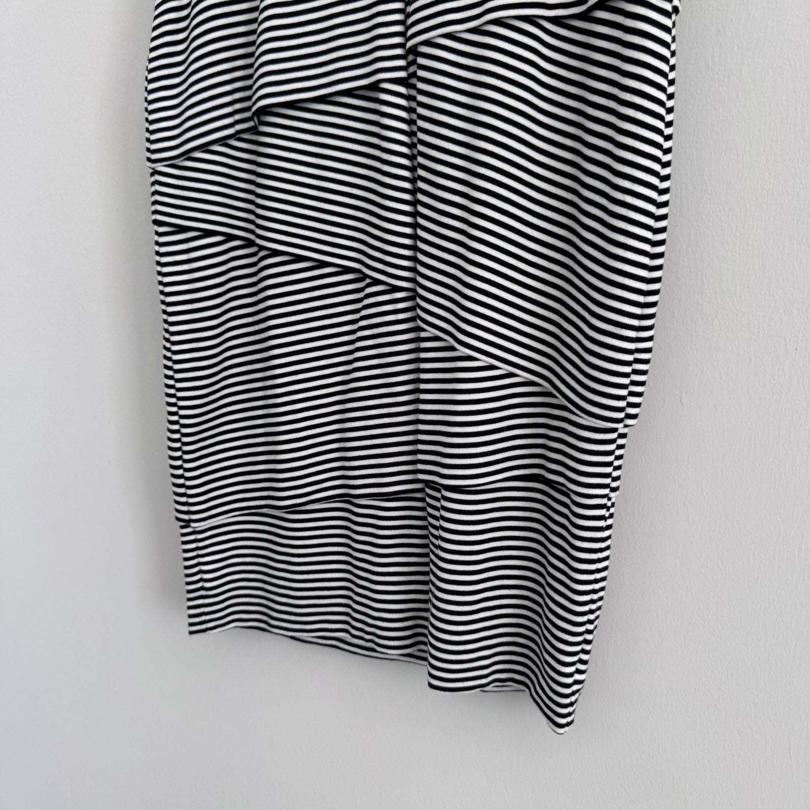 White House Black Market Striped Sheath Dress 14 Black White Ruffle