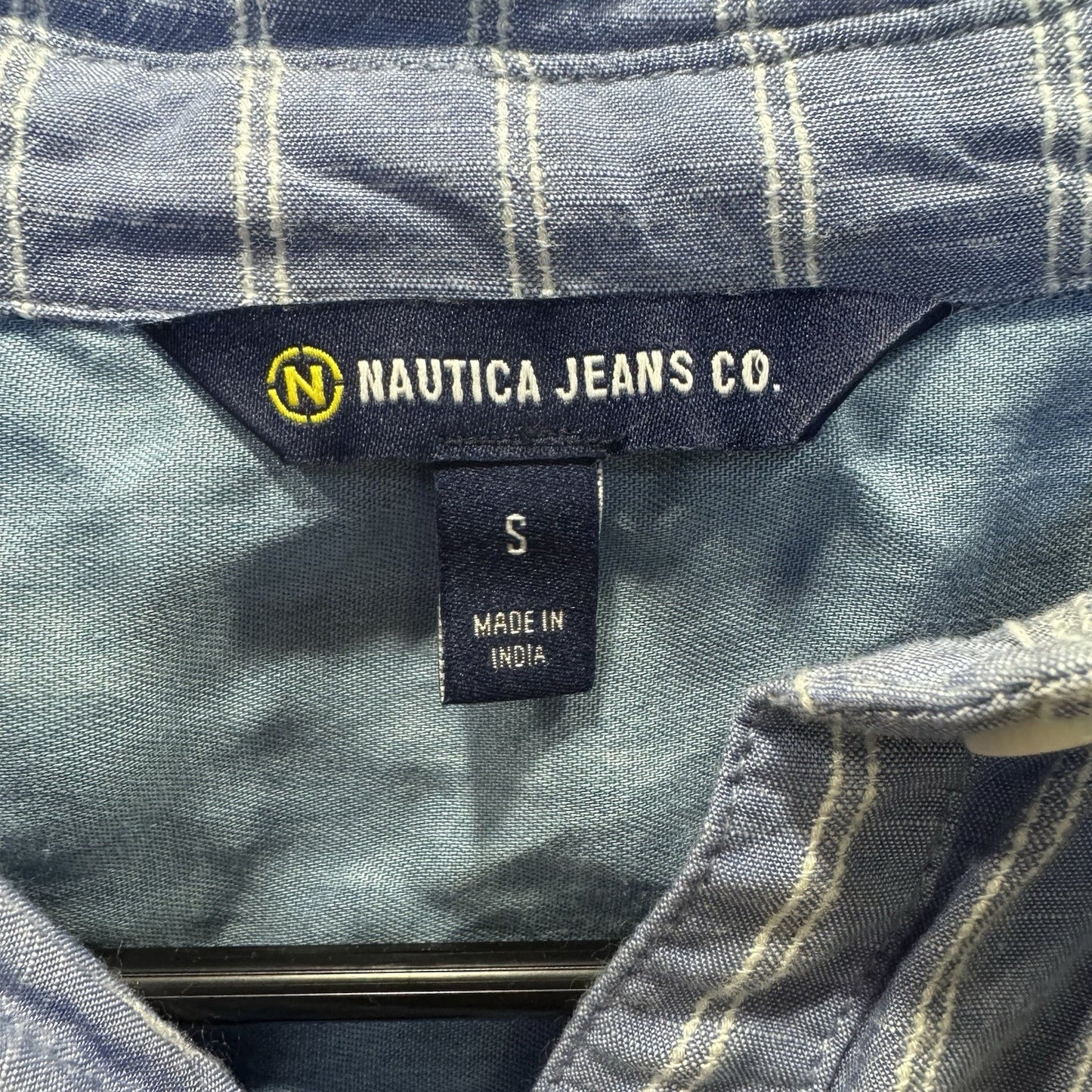 Nautica Jeans Co. Women’s Striped Tie Front Button Shirt Small Blue Casual Top