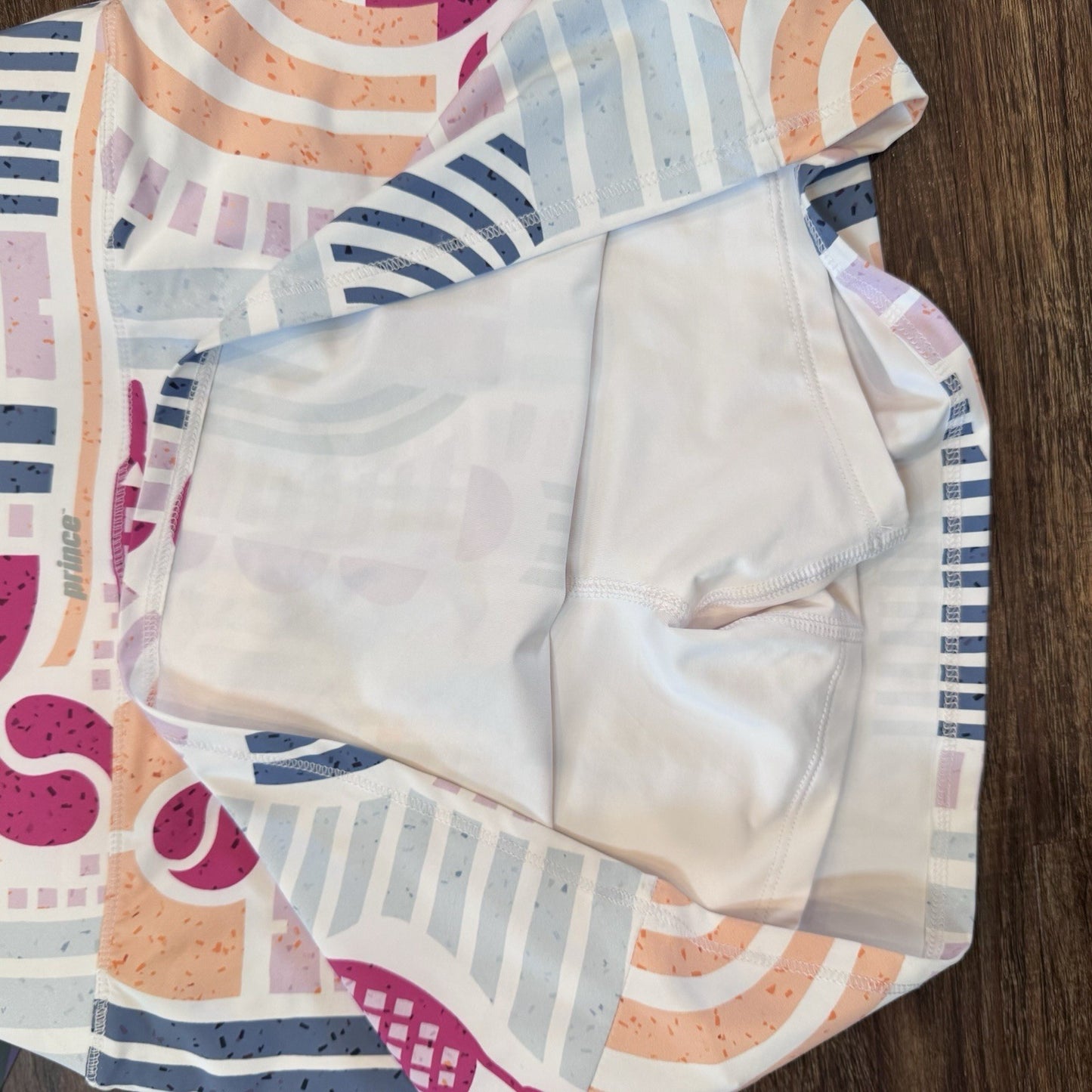 Prince Girls Tennis Skort L 14 Playground White Print Built-In Shorts NWT $40