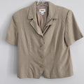 Talbots Linen Blazer Jacket Sz 12 Tan Short Sleeve 4 Button Career