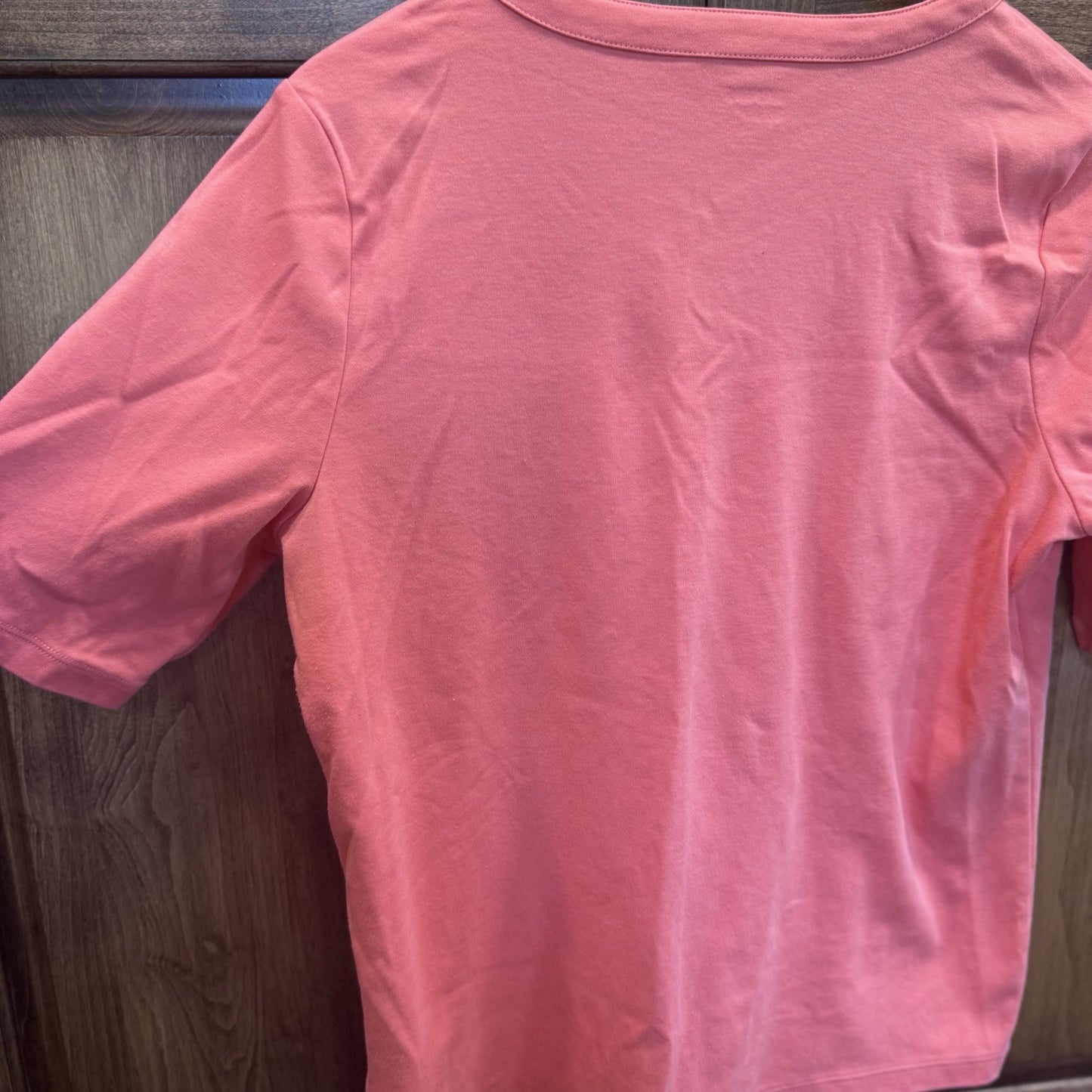 Lands’ End Women’s Split Neck Knit Top Size L (14-16) Pink Cotton Blend