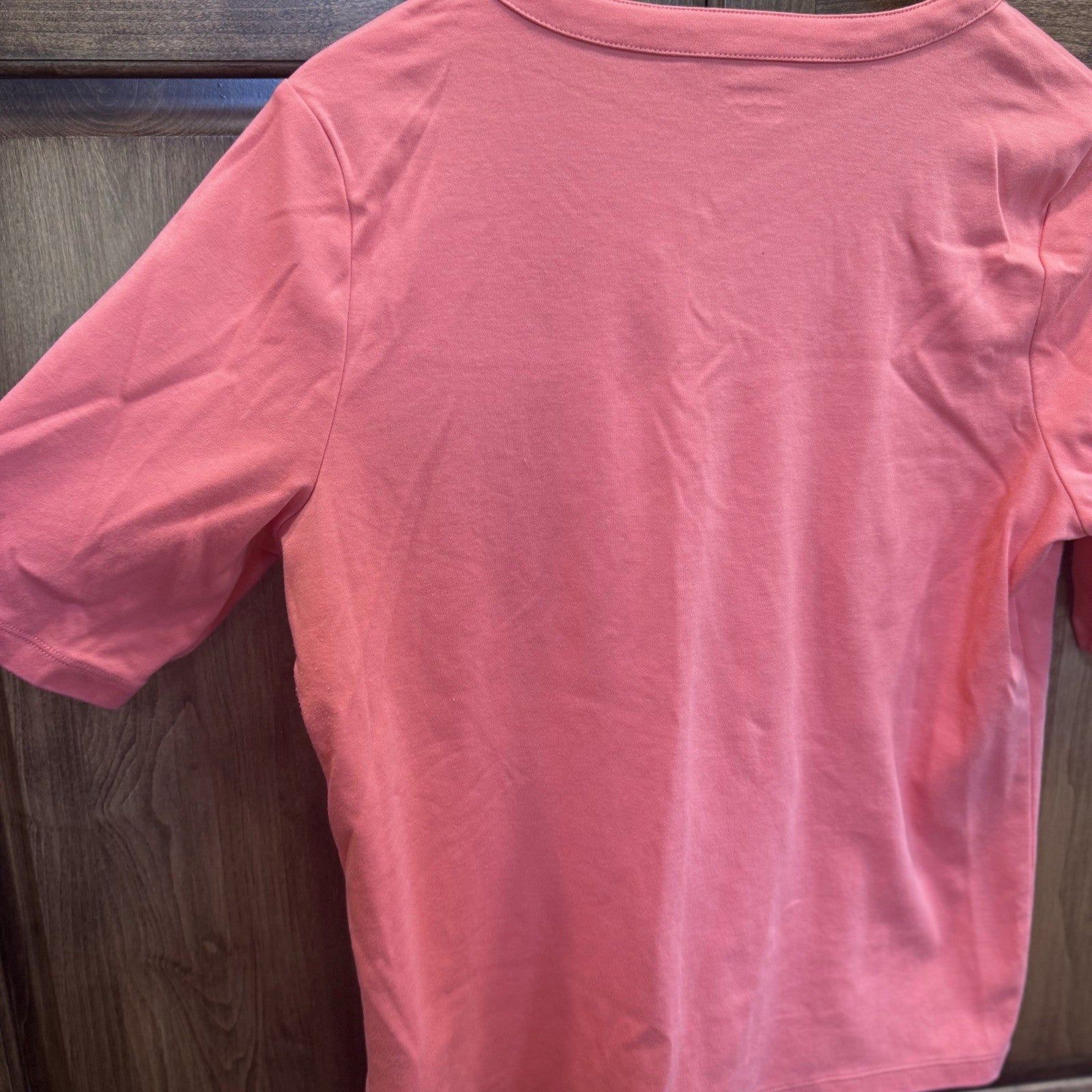 Lands’ End Women’s Split Neck Knit Top Size L (14-16) Pink Cotton Blend