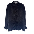 NWT Aura by Red Dress Boutique Black Satin Button Front Blouse Size S